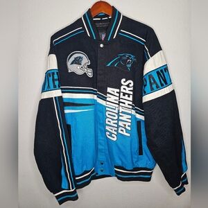 NFL Carolina Panthers Canvas Bomber Jacket Men's Size XL